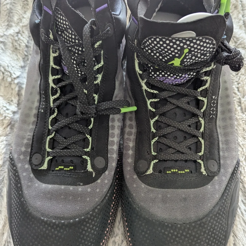 Jordan Black and Purple Athletic Shoes